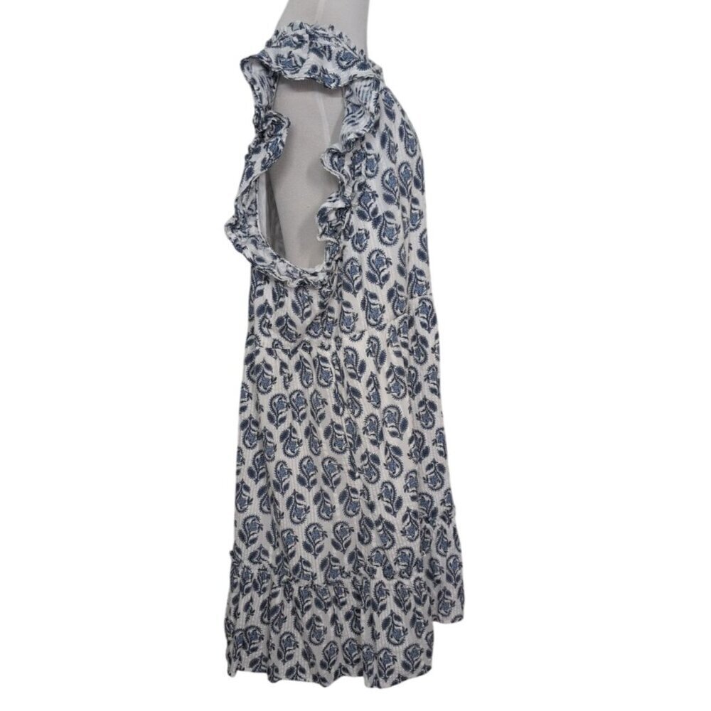 Crown & Ivy Flutter Sleeve Dress Womens Plus Size 3X White Blue Floral V Neck - Picture 6 of 10
